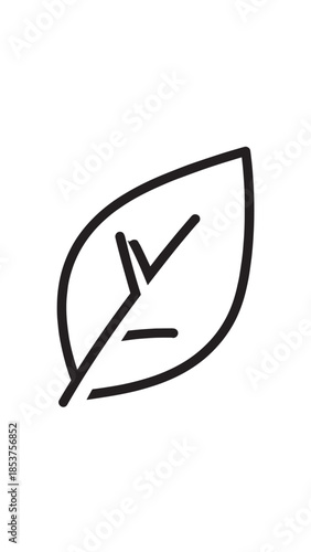 Minimalist Leaf Icon Representing Nature, Plant Life, and Organic Design for Eco Graphics.
