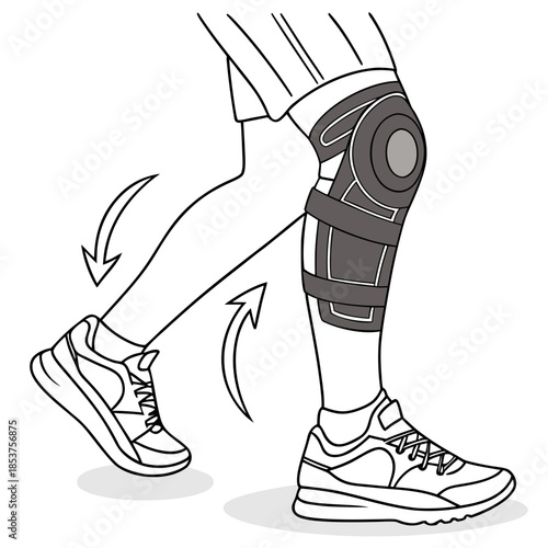 Knee support brace in use