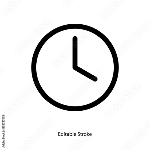 Time simple outline icon editable stroke. Vector