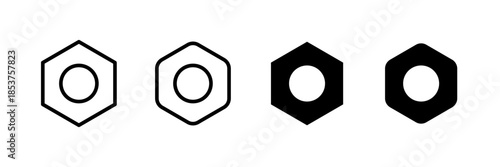 Screw setting simple pictogram and line editable stroke icons set. Vector