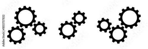 Composition of gears pictogram set. Vector