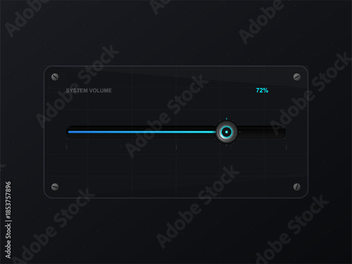 System volume control showing 72 percent level with slider adjustment and digital display
