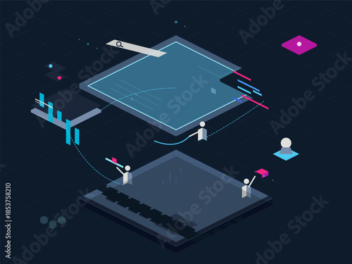 Digital design software shows user interactions and data visualization in modern computing settings with focus on efficiency and accuracy