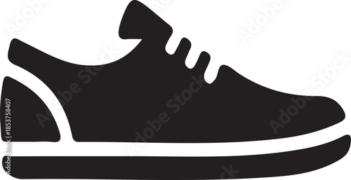 Black Silhouette of a Sneaker with Wavy Laces and Thick Sole shoe