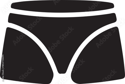 Black Underwear with White Seam Lines on White Background