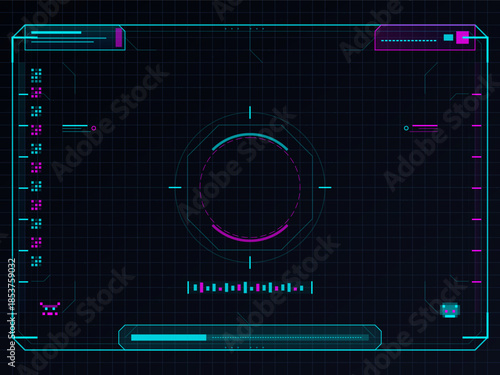 Graphic display of digital interface with target and data information during a simulated operation