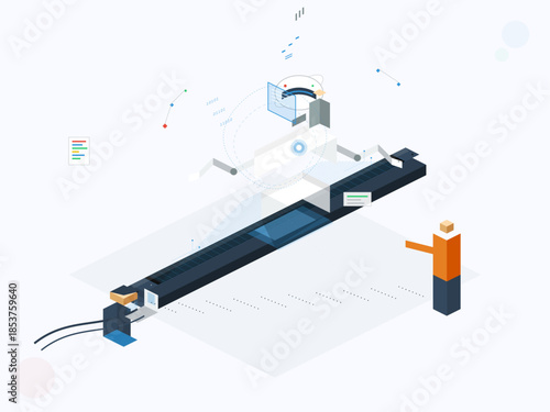 Creative design of a digital measuring tool with a user interacting in a workspace setting