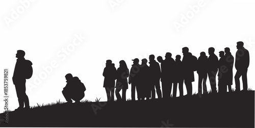 Group hiking in nature