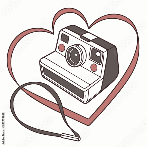 Polaroid camera in heart shape
