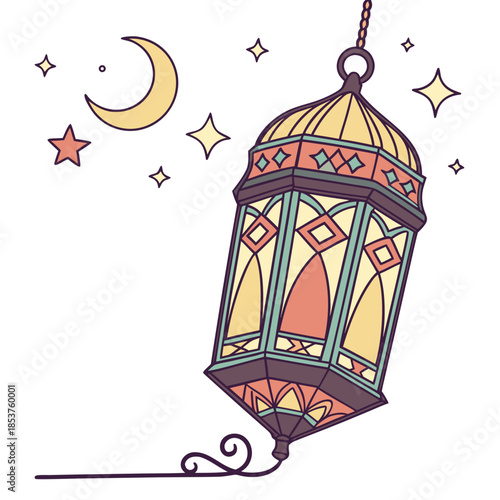 Illuminated lantern in night sky