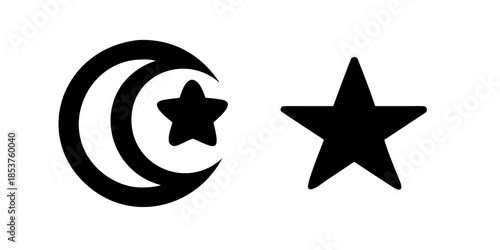 Symbolic crescent moon and stars