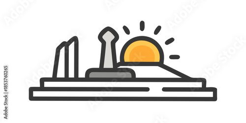 Sunset over industrial landscape