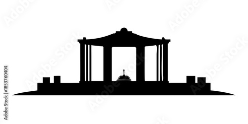 Silhouette of a monument with columns