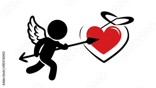 Cupid shooting an arrow into a heart