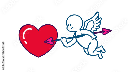 Cupid shooting an arrow into a heart