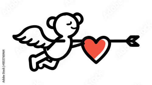 Cupid bear with heart arrow