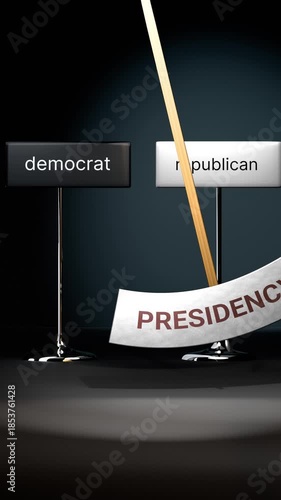Presidency cycles between democrat and republican. Visualizing a repeated pattern of presidency that swings between extremities: democrat and republican. Repeating transition from one to another.