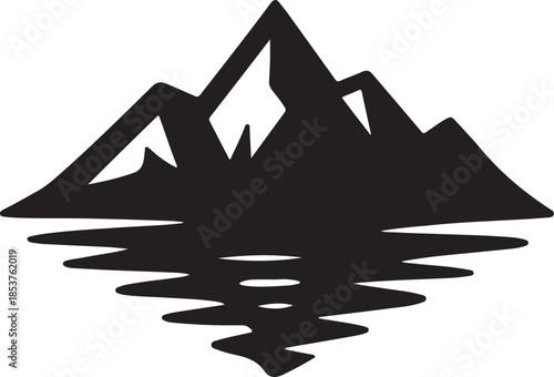 Alaska Mountain & Fjord Emblem – Dramatic Peaks Reflected in Calm Waters for Luxury Travel Branding