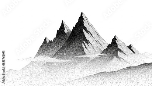 Misty mountain range illustration serene landscape with sharp peaks and atmospheric fog perfect for travel and nature themes