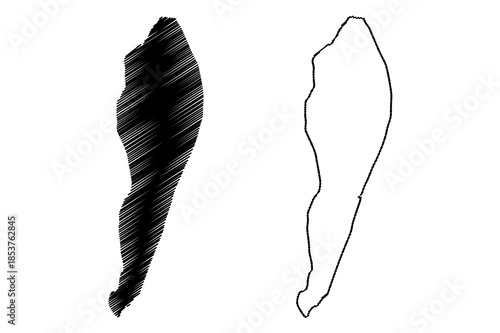 Kutubdia island (People's Republic of Bangladesh, Bay of Bengal) map vector illustration, scribble sketch Kutubdia Upazila map