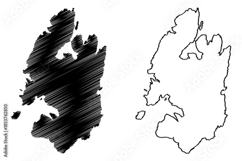 Kyra Panagia island (Hellenic Republic, Greece) map vector illustration, scribble sketch Pelagos, Pelagonisi, Ephthyros or Polyaigos map