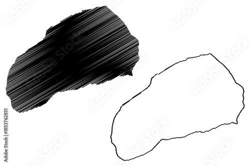 Kvitoya island (Kingdom of Norway, Svalbard Archipelago) map vector illustration, scribble sketch Kvitoya map