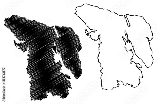 Kupreanof island (United States of America, North America, Alaska, US, USA, Alexander Archipelago) map vector illustration, scribble sketch Kupreanof map