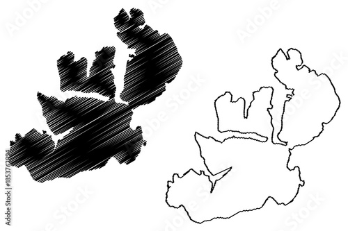 Kvaloya island (Kingdom of Norway) map vector illustration, scribble sketch Tromso or Sallir map