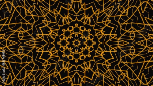 Abstract geometric pattern ideal for luxury branding, backgrounds, packaging design, and digital wallpapers. Golden lines on black backdrop for concept art.