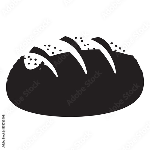 Silhouette of a Rustic Loaf of Bread with Crust.