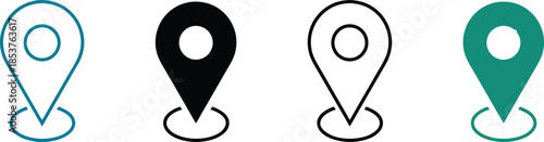 Map location pin icon set. Navigation and destination markers in modern flat style. Ideal for GPS apps, travel interfaces, maps, and location based digital designs.