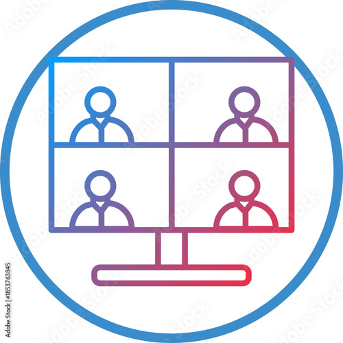 Online Meeting Line Icon Style