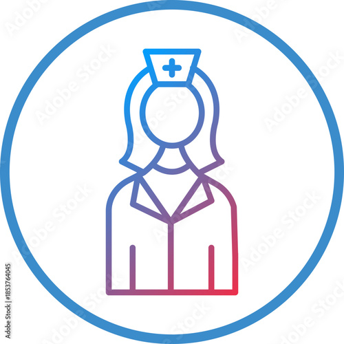 Lady Doctor Line Icon Style
