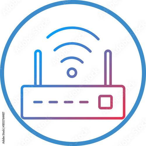 Wifi Router Line Icon Style