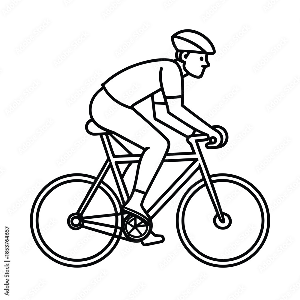 Obraz premium Line Art Illustration of a Cyclist Riding a Bicycle.