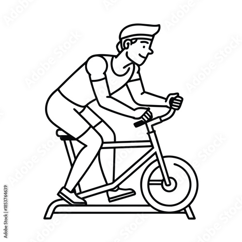 Man riding stationary exercise bike for fitness and cardio workout.