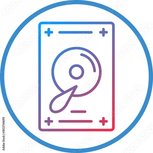 Hard Disk Line Icon Style