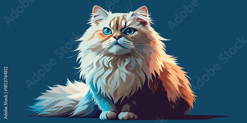 An adorable persian cat as a cute domestic feline pet, best for postcard or any design needs, detailed vector illustration