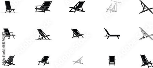 Collage of folding chair in various positions and angles
