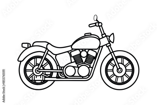Outline illustration of a classic motorcycle.