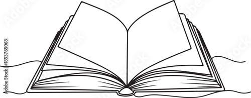 Line of an open book with detailed lines line open book black and white reading literature