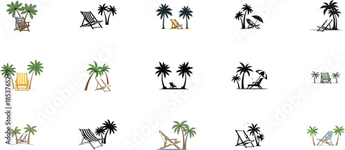 Collection of various palm tree illustrations