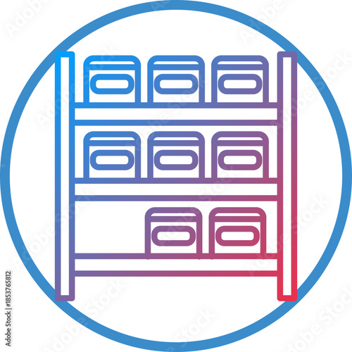 Package Shelves Line Icon Style