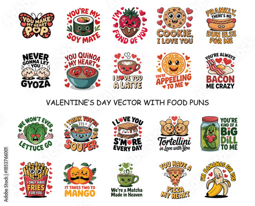 Valentine's Day Food Puns with Playful Animated Food Graphics love cute