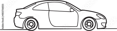 Side view of a two door hatchback car vehicle two doors black lines