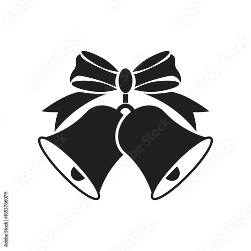 Black Christmas Icon. Vector Icon of Christmas bells ringing