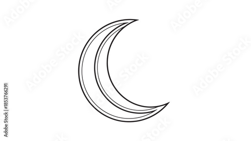 Minimalist crescent moon line illustration for graphic design and branding.