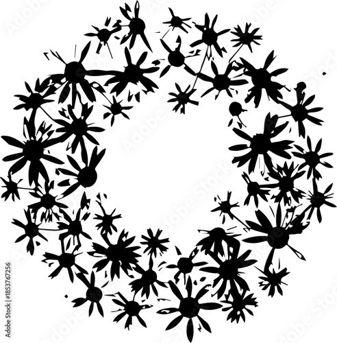 Elegant floral wreath design perfect for invitations, branding, or website accents. Modern botanical illustration with a touch of rustic charm.