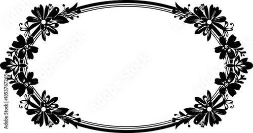 Elegant floral frame with delicate blossoms, perfect for wedding invites, stationery design, and graceful announcements, scalable vector graphic origin