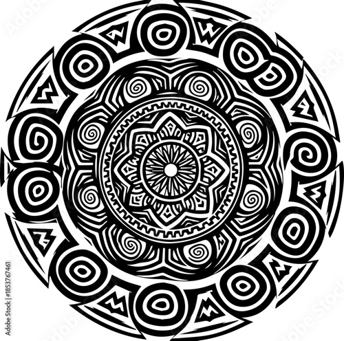 Detailed mandala artwork with intricate floral patterns and captivating radial symmetry, perfect for creative projects and meditative designs, originally vector